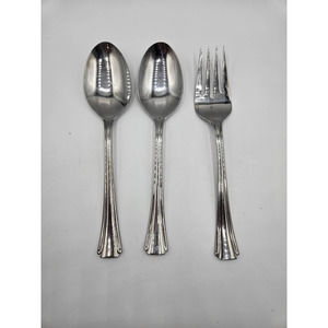 ONEIDA Satin Bristol Everdale Stainless Flatware Serving Spoons Serving Fork (3)